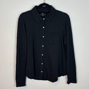 Elliot Lauren Reese Long Sleeve Button Front Black Shirt Womens LG Clean Girl